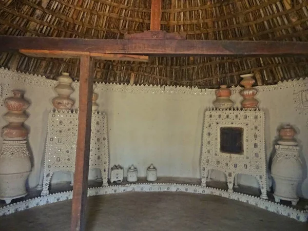 Decorative Wall Traditional Huts — Stock Photo, Image