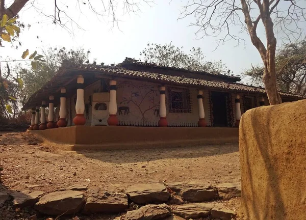 Cabanes Dans Village Rural Indien — Photo