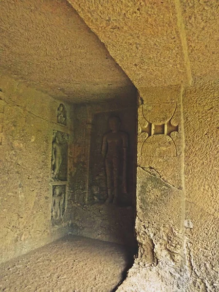 Carving Kanheri Buddhist Caves Mumbai Maharashtra — Stock Photo, Image
