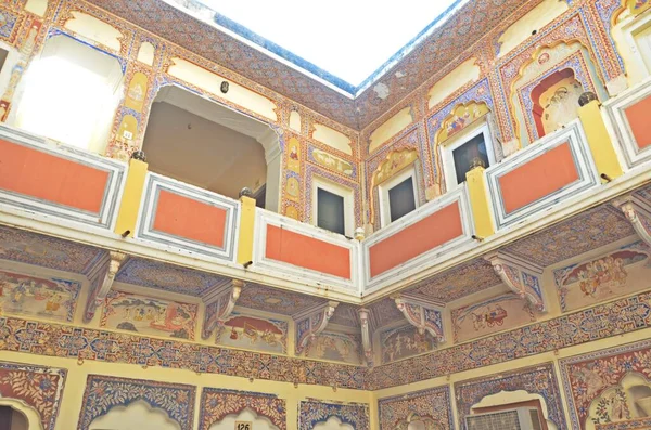 Gammal Konstnärlig Herrgård Haweli Mandawa Stad Rajasthan India — Stockfoto