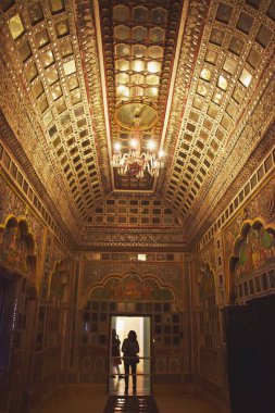 intricate work in royal palace at mehrangarh fort , jodhpure, rajasthan, india 