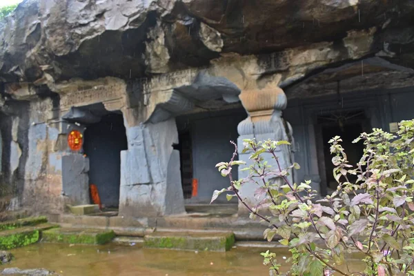 Σκάλισμα Επιμήκεις Σπηλιές Μαχαράστρα Ινδία — Φωτογραφία Αρχείου