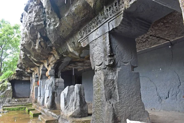 Σκάλισμα Επιμήκεις Σπηλιές Μαχαράστρα Ινδία — Φωτογραφία Αρχείου