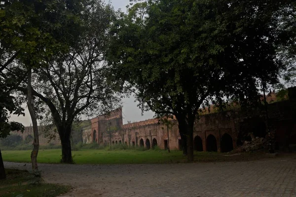 Pared Fronteriza Unesco Patrimonio Humanidad Fuerte Rojo Nueva Delhi India — Foto de Stock