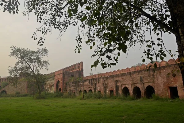 Grenzmauer Des Unesco Welterbes Rotes Fort Neu Delhi Indien — Stockfoto
