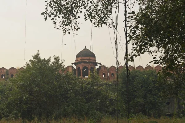 Unesco Dünya Mirası Alanının Sınır Duvarı Kırmızı Kale Yeni Delhi — Stok fotoğraf