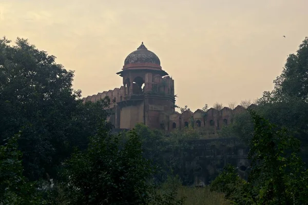 Hraniční Zeď Světového Dědictví Unesco Červená Pevnost Nové Dillí Indie — Stock fotografie