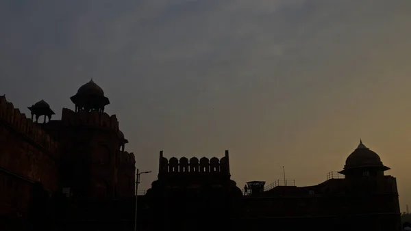 Silhouette Unesco World Heritage Site Red Fort New Delhi — Stock Photo, Image