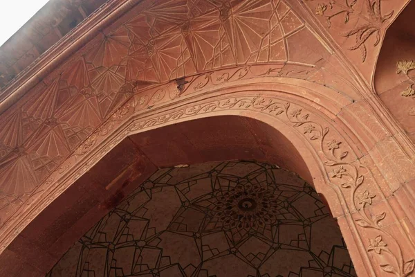 Detale Pracy Unesco Światowego Dziedzictwa Unesco Czerwony Fort New Delhi — Zdjęcie stockowe