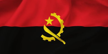 Angola 'nın bayrak sallama arkaplanının yakın plan çizimi