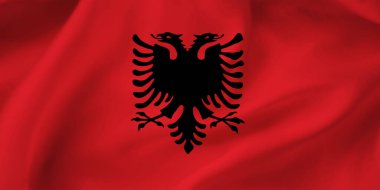 Arnavutluk 'un bayraklı arkaplanının yakın plan resmi
