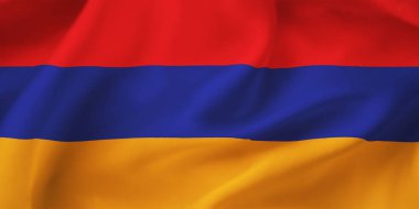 Ermenistan bayrağını sallarken yakın çekim