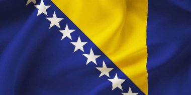 Bosna-Hersek 'in bayrağını sallayan yakın çekim görüntüleri