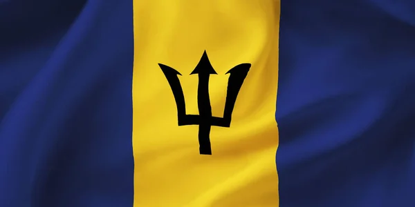Closeup Illustration Barbados Waving Flag — Stock Photo, Image