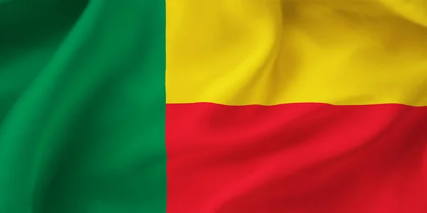 Närbild Illustration Benin Viftande Flagga — Stockfoto