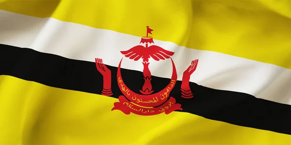 Zbliżenie Ilustracja Brunei Macha Flagą — Zdjęcie stockowe