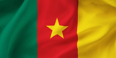 Kamerun dalgalanan bayrağının yakın plan çizimi