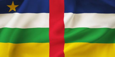 Orta Afrika Cumhuriyeti 'nin bayrağını sallayan yakın çekim