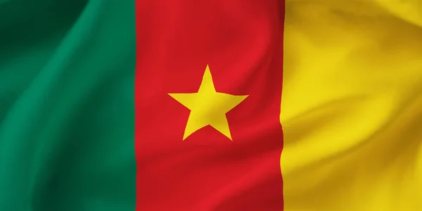 Närbild Illustration Kamerun Viftande Flagga — Stockfoto