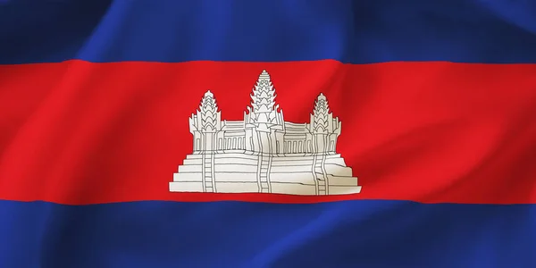 Ilustração Close Bandeira Acenar Cambojana — Fotografia de Stock