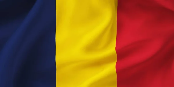 Närbild Illustration Tchad Viftande Flagga — Stockfoto