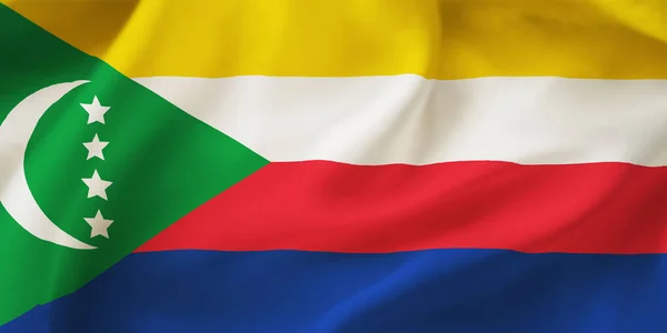 Nahaufnahme Zeigt Komoren Die Flagge Schwenken — Stockfoto