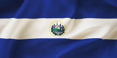 El Salvador bayrağını dalgalandırıyor. El Salvador bayrağının yakın plan resmi.