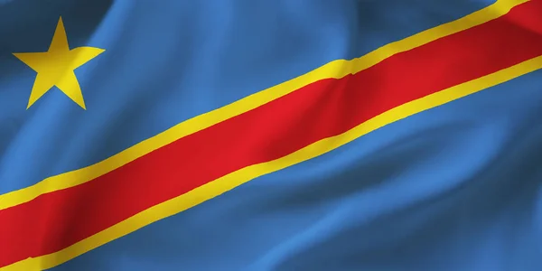 Demokratische Republik Kongo Schwenkt Flagge Hintergrund Nahaufnahme Illustration Der Flagge — Stockfoto