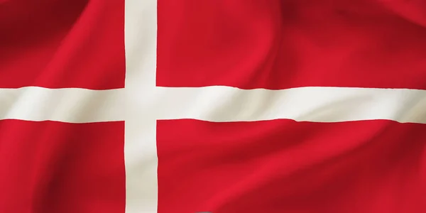 Danimarca Sventola Bandiera Sfondo Primo Piano Illustrazione Della Bandiera Danese — Foto Stock