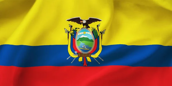Ecuador Schwenkt Flagge Hintergrund Nahaufnahme Illustration Der Flagge Ecuadors — Stockfoto