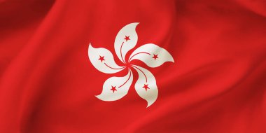Hong Kong bayrağının yakın plan resmi.