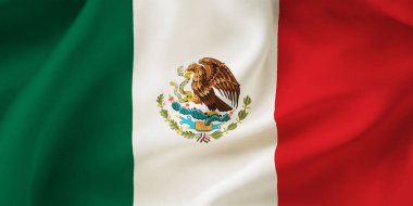 Meksika bayrağının yakın plan resmi.