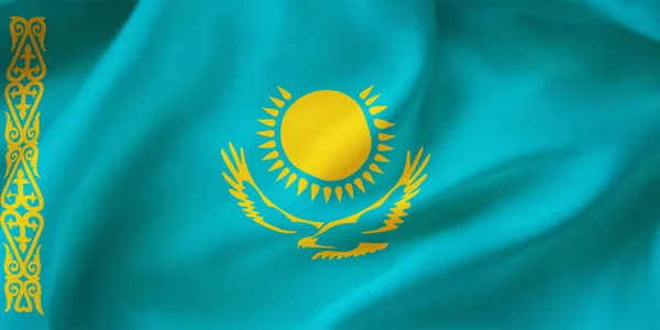 Ilustração Perto Bandeira Nacional Cazaquistão — Fotografia de Stock
