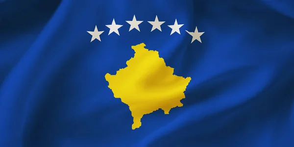 Illustrazione Vicino Della Bandiera Nazionale Del Kosovo — Foto Stock