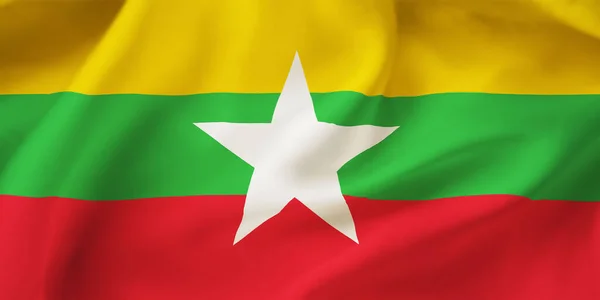 Primer Plano Ilustración Bandera Nacional Myanmar —  Fotos de Stock