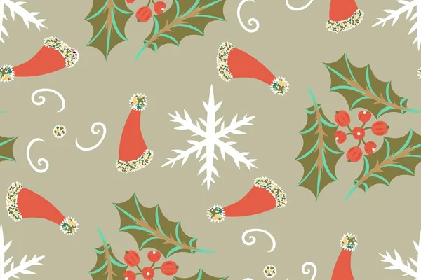 Natal colorido e padrão sem costura Ano Novo. Projeto vetorial para scrapbooking, têxtil, papel de parede, outra superfície. — Vetor de Stock