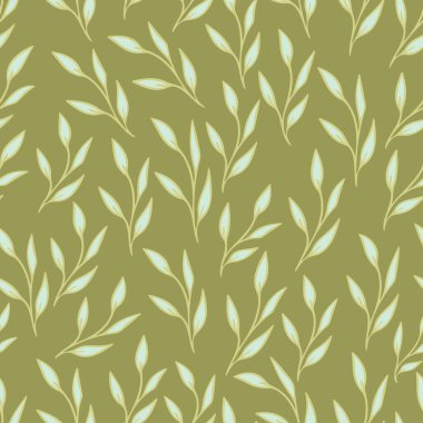 Yeşil yapraklı kusursuz vektör deseni. Duvar kağıdı, tekstil, kağıt vs. için yüzey tasarımı. 