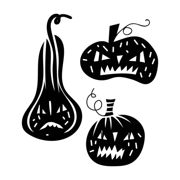 Fekete firka Halloween vektor design kísérteties sütőtök. Illusztráció gyerekeknek, ünneplés, web, nyomtatás, stb. — Stock Vector