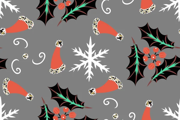 Bunte Weihnachten und Neujahr nahtlose Muster. Vektordesign für Scrapbooking, Textilien, Tapeten, andere Oberflächen. — Stockvektor