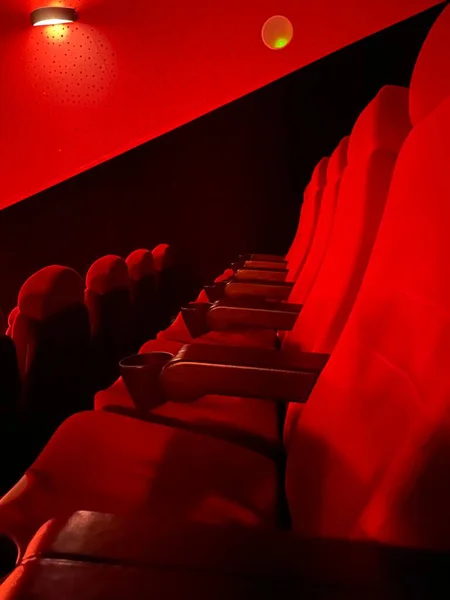 Veja Dentro Cinema Tela Assentos Antes Início Filme Foto Alta — Fotografia de Stock