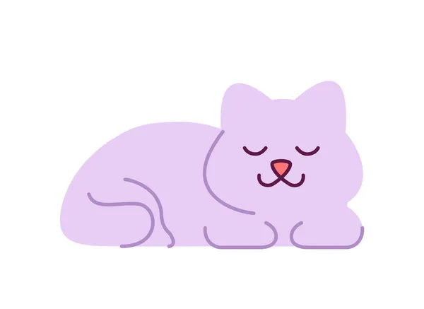 Sleeping Cartoon Cute Cat Vector Illustration — Stock Vector