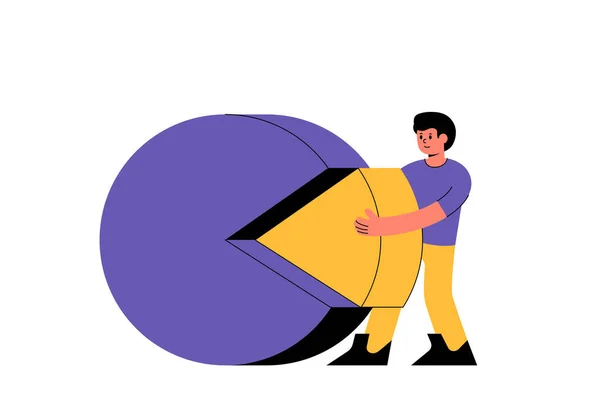 Homem Pega Uma Peça Ilustração Vetorial Gráfico Circular Conceito Abstrato — Vetor de Stock