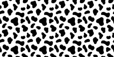 Kürk köpek dalmaçyalısı ya da inek vektör çizimi. Siyah mürekkepli hayvan derisi şekilsiz şekiller çizer..