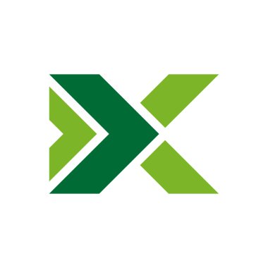 ok harfi x stili yeşil logo simgesi düz vektör konsepti grafik tasarımı