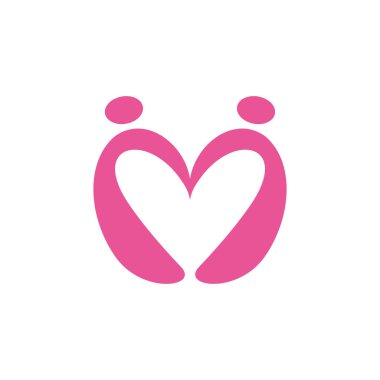 M çifti logo simgesini sever düz vektör konsepti grafik tasarımı