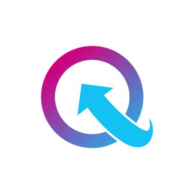 Q dairesi ok simgesi düz vektör konsepti grafik tasarımı