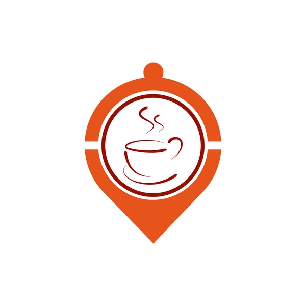 Pin Kawiarnia Lokalizacja Logo Ikona Płaski Wektor Koncepcja Grafika Projekt — Wektor stockowy