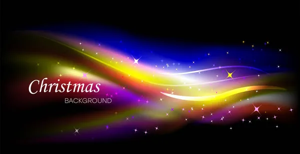 黄金の波線 黄金のぼやけた塵 ボケ効果の抽象的な背景を持つ豪華な黒い背景 お祭りのクリスマスや新年の背景 ベクトル — ストックベクタ