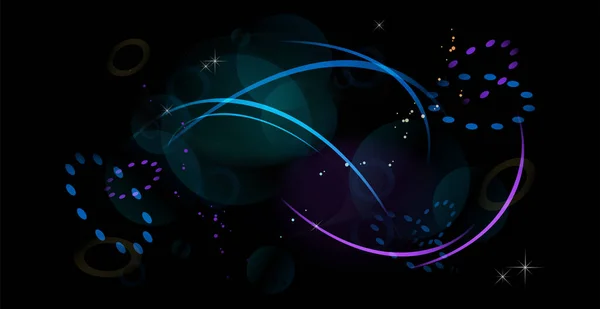 多色のダイナミックラインと円とカラフルなお祝いの背景 招待状 パーティー チラシ ポスター バナーのデザインのための明るい抽象的なテンプレート — ストックベクタ