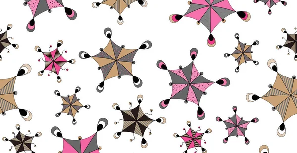 Abstract cartoon doodle background. Funny geometric figures similar to umbrellas.